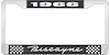 1966 Biscayne Black And Chrome License Plate Frame With White Lettering - image 1