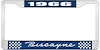 1966 Biscayne Blue And Chrome License Plate Frame With White Lettering - image 1