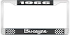 1966 Biscayne Black And Chrome License Plate Frame With White Lettering - image 1