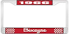 1966 Biscayne Red And Chrome License Plate Frame With White Lettering - image 1