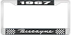 1967 Biscayne Black And Chrome License Plate Frame With White Lettering - image 1