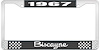 1967 Biscayne Black And Chrome License Plate Frame With White Lettering - image 1