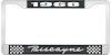 1968 Biscayne Black And Chrome License Plate Frame With White Lettering - image 1