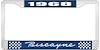 1968 Biscayne Blue And Chrome License Plate Frame With White Lettering - image 1