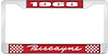 1968 Biscayne Red And Chrome License Plate Frame With White Lettering - image 1