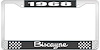 1968 Biscayne Black And Chrome License Plate Frame With White Lettering - image 1