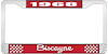 1968 Biscayne Red And Chrome License Plate Frame With White Lettering - image 1
