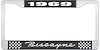 1969 Biscayne Black And Chrome License Plate Frame With White Lettering - image 1