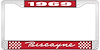 1969 Biscayne Red And Chrome License Plate Frame With White Lettering - image 1
