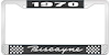 1970 Biscayne Black And Chrome License Plate Frame With White Lettering - image 1