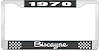 1970 Biscayne Black And Chrome License Plate Frame With White Lettering - image 1