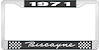 1971 Biscayne Black And Chrome License Plate Frame With White Lettering - image 1