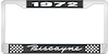 1972 Biscayne Black And Chrome License Plate Frame With White Lettering - image 1