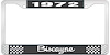 1972 Biscayne Black And Chrome License Plate Frame With White Lettering - image 1