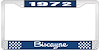 1972 Biscayne Blue And Chrome License Plate Frame With White Lettering - image 1