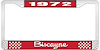 1972 Biscayne Red And Chrome License Plate Frame With White Lettering - image 1