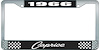 1966 Caprice Black And Chrome License Plate Frame With White Lettering - image 1