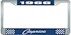 1966 Caprice Blue And Chrome License Plate Frame With White Lettering - image 1