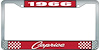 1966 Caprice Red And Chrome License Plate Frame With White Lettering - image 1