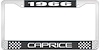 1966 Caprice Black And Chrome License Plate Frame With White Lettering - image 1