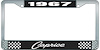 1967 Caprice Black And Chrome License Plate Frame With White Lettering - image 1