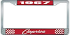 1967 Caprice Red And Chrome License Plate Frame With White Lettering - image 1