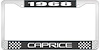 1968 Caprice Black And Chrome License Plate Frame With White Lettering - image 1