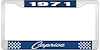 1971 Caprice Blue And Chrome License Plate Frame With White Lettering - image 1