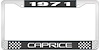 1971 Caprice Black And Chrome License Plate Frame With White Lettering - image 1