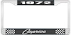 1972 Caprice Black And Chrome License Plate Frame With White Lettering - image 1