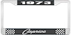 1973 Caprice Black And Chrome License Plate Frame With White Lettering - image 1