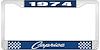 1974 Caprice Blue And Chrome License Plate Frame With White Lettering - image 1
