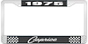 1975 Caprice Black And Chrome License Plate Frame With White Lettering - image 1