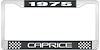 1975 Caprice Black And Chrome License Plate Frame With White Lettering - image 1