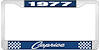 1977 Caprice Blue And Chrome License Plate Frame With White Lettering - image 1