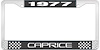 1977 Caprice Black And Chrome License Plate Frame With White Lettering - image 1