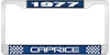 1977 Caprice Blue And Chrome License Plate Frame With White Lettering - image 1