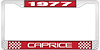 1977 Caprice Red And Chrome License Plate Frame With White Lettering - image 1