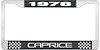 1978 Caprice Black And Chrome License Plate Frame With White Lettering - image 1