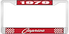 1979 Caprice Red And Chrome License Plate Frame With White Lettering - image 1