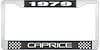 1979 Caprice Black And Chrome License Plate Frame With White Lettering - image 1