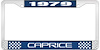 1979 Caprice Blue And Chrome License Plate Frame With White Lettering - image 1
