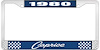 1980 Caprice Blue And Chrome License Plate Frame With White Lettering - image 1