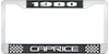 1980 Caprice Black And Chrome License Plate Frame With White Lettering - image 1
