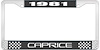 1981 Caprice Black And Chrome License Plate Frame With White Lettering - image 1