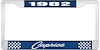 1982 Caprice Blue And Chrome License Plate Frame With White Lettering - image 1