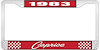 1983 Caprice Red And Chrome License Plate Frame With White Lettering - image 1