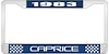 1983 Caprice Blue And Chrome License Plate Frame With White Lettering - image 1