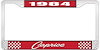 1984 Caprice Red And Chrome License Plate Frame With White Lettering - image 1