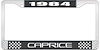 1984 Caprice Black And Chrome License Plate Frame With White Lettering - image 1